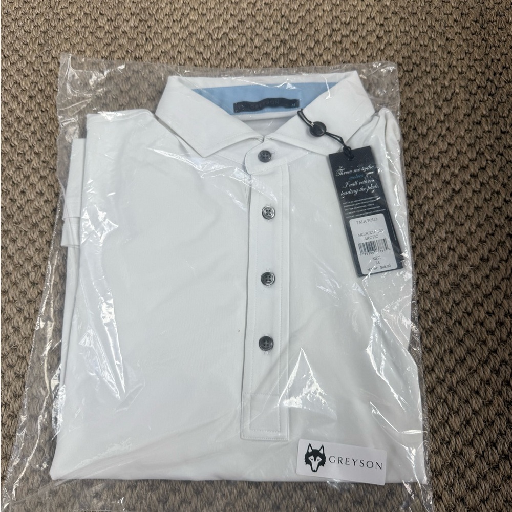 NWT Greyson Men's Classic White Tala Polo Golf Shirt Size M